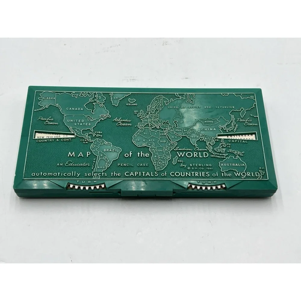 Vintage 1960 Sterling Map of the World Educator Pencil Case No 538 USA